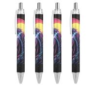 FJQWKLF Epic Punk Uniform Thunder Penna a sfera retrattile con inchiostro blu 0,5 mm Penna a punta fine Forniture per ufficio 4 pezzi