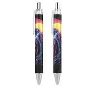 FJQWKLF Epic Punk Uniform Thunder Penna a sfera retrattile con inchiostro blu 0,5 mm Penna a punta fine per ufficio 2 pezzi