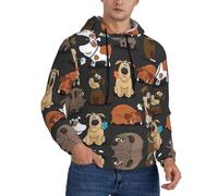 FJQWKLF Felpa con Cappuccio da Uomo con Stampa di Cane Corgi, a Maniche Lunghe, con Cappuccio per Primavera, Autunno e Inverno, Senza Cerniera. L
