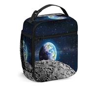FJQWKLF Galaxy, Borsa per il pranzo Borsa per il pranzo isolata Borse riutilizzabili per donne Uomini Lavoro Picnic Campeggio, Terra dalla luna, Borsa per il pranzo portatile per adulti Grigio Blu