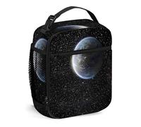 FJQWKLF Galaxy, Borsa per il pranzo Borsa per il pranzo isolata Borse riutilizzabili per donne Uomini Lavoro Picnic Campeggio, Pianeta Terra, Lunchbox portatile per adulti Blu Nero
