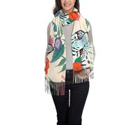 FJQWKLF Graziosa sciarpa invernale con stampa di tigre bianca per donna, sciarpe lunghe e morbide, scialli spessi e caldi, sciarpe avvolgenti con nappe.