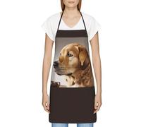 FJQWKLF Grembiule con tasche per donna e uomo Grembiule da server impermeabile Grembiuli da cuoco per cucinare - Simpatico carlino