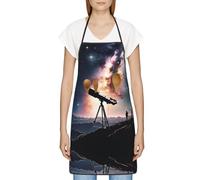 FJQWKLF Grembiule con tasche per donna e uomo Grembiule da server impermeabile Grembiuli da cuoco per cucinare - Galassia spaziale con telescopio