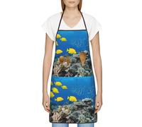 FJQWKLF Grembiule con tasche per donna e uomo Grembiule da server impermeabile Grembiuli da cuoco per cucinare - Pesce colorato