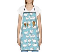 FJQWKLF Grembiule con tasche per donna e uomo Grembiule da server impermeabile Grembiuli da cuoco per cucinare - Pecora carina cartone animato