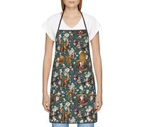 FJQWKLF Grembiule con tasche per donna e uomo Grembiule da server impermeabile Grembiuli da cuoco per cucinare - Carta da parati con cappello retrò