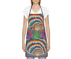 FJQWKLF Grembiule con tasche per donna e uomo Grembiule da server impermeabile Grembiuli da cuoco per cucinare - Mandala colorato con funghi astratti