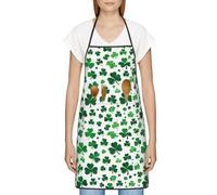 FJQWKLF Grembiule con tasche per donna, uomo, grembiule da cameriere impermeabile, grembiule da chef, per cucinare e cuocere al forno - felice giorno di San Patrizio