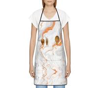 FJQWKLF Grembiule con tasche per donna, uomo, grembiule da server impermeabile, grembiuli da chef per cucinare e cuocere al forno - schizzi di rame con trama in marmo