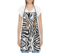 FJQWKLF Grembiule con tasche per donna, uomo, grembiule da server impermeabile, grembiuli da chef per cucinare e cuocere al forno - stampe zebrate