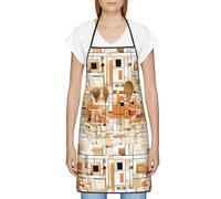 FJQWKLF Grembiule con tasche per donna, uomo, grembiule da server impermeabile, grembiuli da chef per cucinare e cuocere al forno, moderno della metà del secolo