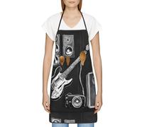 FJQWKLF Grembiule con tasche per donna, uomo, grembiule da server impermeabile, grembiuli da chef per cucinare e cuocere al forno - Love Rock