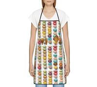FJQWKLF Grembiule con Tasche per Donna Uomo Grembiule da Server Impermeabile Grembiuli da Cuoco da Cucina per Cottura al Forno - Dolci al Gusto di Biscotto Macaron