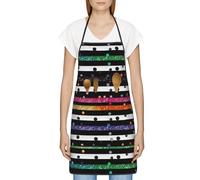 FJQWKLF Grembiule con Tasche per Donna Uomo Grembiule da Server Impermeabile Grembiuli da Cuoco da Cucina per Cottura al Forno - Strisce Glitter Arcobaleno a Pois Bianco e Nero