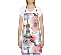 FJQWKLF Grembiule con tasche per donna uomo Grembiule da server impermeabile Grembiuli da cuoco per cucinare Cottura al forno - Tour francese di Parigi Torre Eiffel
