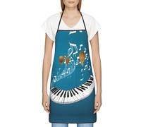 FJQWKLF Grembiule con tasche per donna uomo Grembiule da server impermeabile Grembiuli da cuoco per cucinare - Tasti del pianoforte verdi e bianchi