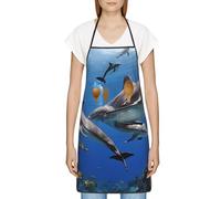 FJQWKLF Grembiule da cucina regolabile stampato con stampa balena assassina con tasca, grembiule da cucina unisex, grembiule da chef, 20,4x28,3 pollici