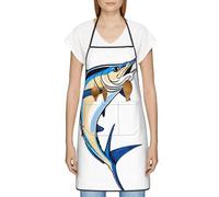 FJQWKLF Grembiule da pesce con tasca e orlo, con una tasca al centro, grembiule per cucina, negozio di bevande e ristorante, unisex.