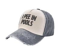 FJQWKLF I Pee in Pool Divertente Nuoto Cappello da Cowboy Berretto da Baseball Vintage Lavato Cappello da Sole da Donna Cappello da papà da Uomo Cappello da Camionista Rosso Scuro