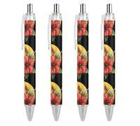 FJQWKLF Island Bloom Penna a sfera 0,5 mm personalizzata retrattile nera con punta fine per quaderno scrittura ufficio 4 pezzi