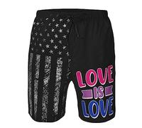 FJQWKLF L'Amore è Amore, Detto bisessuale, Bandiera bisessuale, Pantaloncini da Spiaggia da Uomo, Costume da Bagno con Tasche, Pantaloncini Sportivi 3XL