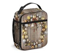FJQWKLF Lunch Box Invernale per Donne e Giovani - Tema Buon Natale, Borsa per il Pranzo Riutilizzabile da Uomo - Piccola Lunch Box Isolata per Picnic da Lavoro,Bianco