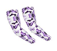 FJQWKLF Manicotti da braccio con farfalle bianche e viola per uomo e donna, maniche per coprire le braccia durante il lavoro, maniche protettive contro il sole