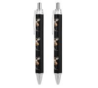 FJQWKLF Moose Hiker Penna a sfera carina per donna e uomo Penna a sfera retrattile da 0,5 mm per lavoro 2 pezzi