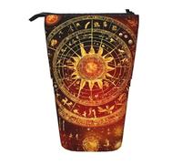 FJQWKLF Orologio con ingranaggi in bronzo con stampa del secolo, matita, custodia telescopica, custodia multifunzionale per cancelleria, scatola per ufficio