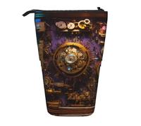 FJQWKLF Orologio con ingranaggi in bronzo con stampa del secolo, matita, custodia telescopica, custodia multifunzionale per cancelleria, scatola per ufficio