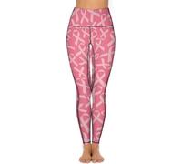 FJQWKLF Pantaloni da Yoga con Tasche per Il Mese della consapevolezza del Cancro al Seno, Pantaloni da Yoga a Vita Alta, Leggings da Allenamento, Leggings da Palestra per Donna