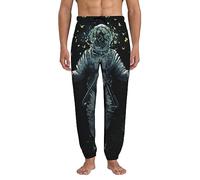 FJQWKLF Pantaloni della Tuta da Uomo con Farfalla Che vola Intorno all'astronauta, Pantaloni Casual da Jogging con Tasche, Leggings Attivi 3D XL