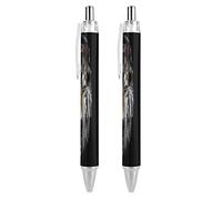 FJQWKLF Penna a sfera a rullo retrattile Native American Wolf, inchiostro blu, scrittura, 0,5 mm, confezione da 2 pezzi