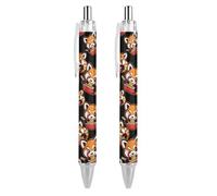 FJQWKLF Penna a sfera a scatto con inchiostro blu a forma di panda rosso che mangia spaghetti, punta fine da 0,5 mm, per ufficio, 2 pezzi