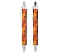 FJQWKLF Penna a sfera Burning Flames da 0,5 mm, personalizzata, retrattile, nera, con punta fine, per quaderni, scrittura, ufficio, 2 pezzi