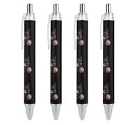 FJQWKLF Penna a sfera carina con gatto e palla di pelo per donna e uomo, penna a sfera retrattile da 0,5 mm per lavoro, 4 pezzi