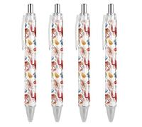 FJQWKLF Penna a sfera con a forma di pesce, 0,5 mm, personalizzata, retrattile, nera, con punta fine, per quaderni, scrittura, ufficio, 4 pezzi