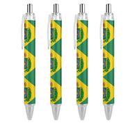 FJQWKLF Penna a sfera con bandiera dell'Impero del Brasile, 0,5 mm, personalizzata, retrattile, nera, con punta fine, per quaderni, scrittura, ufficio, 4 pezzi