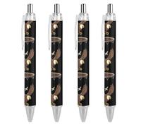 FJQWKLF Penna a sfera Eagle On A Trampoline 0,5 mm personalizzata retrattile nera con punta fine per quaderno scrittura ufficio 4 pezzi