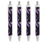 FJQWKLF Penna a sfera I Wear Purple for My Dad da 0,5 mm, personalizzata, retrattile, nera, con punta fine, per quaderni, scrittura, ufficio, 4 pezzi