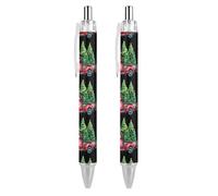 FJQWKLF Penna a sfera Merry Christmas da 0,5 mm, personalizzata, retrattile, nera, con punta fine, per quaderni, scrittura, ufficio, 2 pezzi