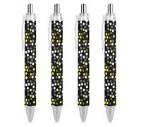 FJQWKLF Penna a sfera nera a pois gialla bianca nera per uomo e donna, penne retrattili da 0,5 mm, per una scrittura, 4 pezzi