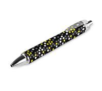 FJQWKLF Penna a sfera nera a pois gialla bianca nera per uomo e donna, penne retrattili da 0,5 mm, per una scrittura, 1 pezzo