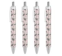 FJQWKLF Penna a sfera nera con graziose lontre nel mare per uomo e donna, penne retrattili da 0,5 mm, per una scrittura, 4 pezzi