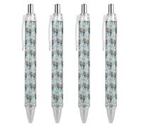 FJQWKLF Penna a sfera nera con graziose lontre nel mare per uomo e donna, penne retrattili da 0,5 mm, per una scrittura, 4 pezzi