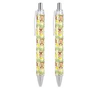 FJQWKLF Penna a sfera nera Monkey Tropical Banana Palm Trees per uomo e donna Penne retrattili 0,5 mm Penna a sfera per scrittura 2 pezzi