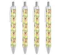 FJQWKLF Penna a sfera nera Monkey Tropical Banana Palm Trees per uomo e donna, penne retrattili da 0,5 mm, per una scrittura, 4 pezzi