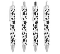 FJQWKLF Penna a sfera retrattile a pois bianchi con motivo dalmata, penna da lavoro, penne a sfera con meccanismo a rotazione per ufficio, forniture scolastiche, 4 pezzi