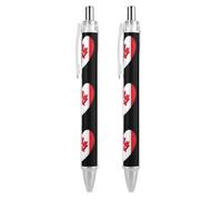 FJQWKLF Penna a sfera retrattile Canada US Friendship Heart, punta fine da 0,5 mm, corpo rotondo flessibile per una scrittura confortevole, 2 pezzi